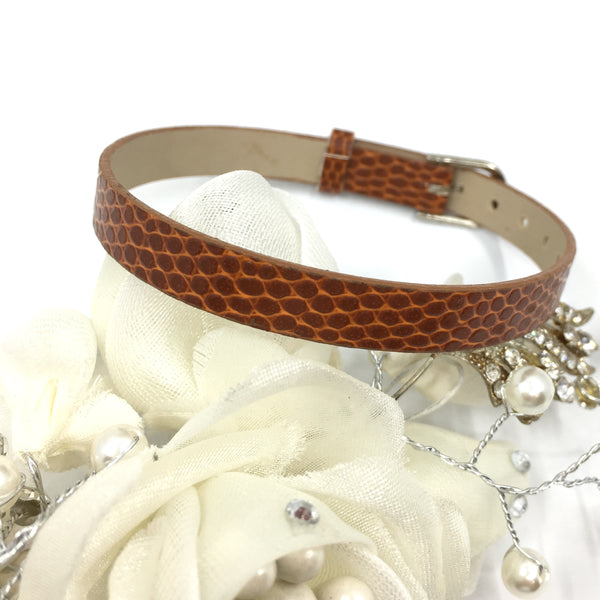 Brown Thin Faux Leather Strap Band | Bellaire Wholesale