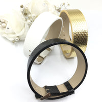 White Wide Faux Leather Strap Band | Bellaire Wholesale
