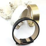 Black Wide Faux Leather Strap Band | Bellaire Wholesale