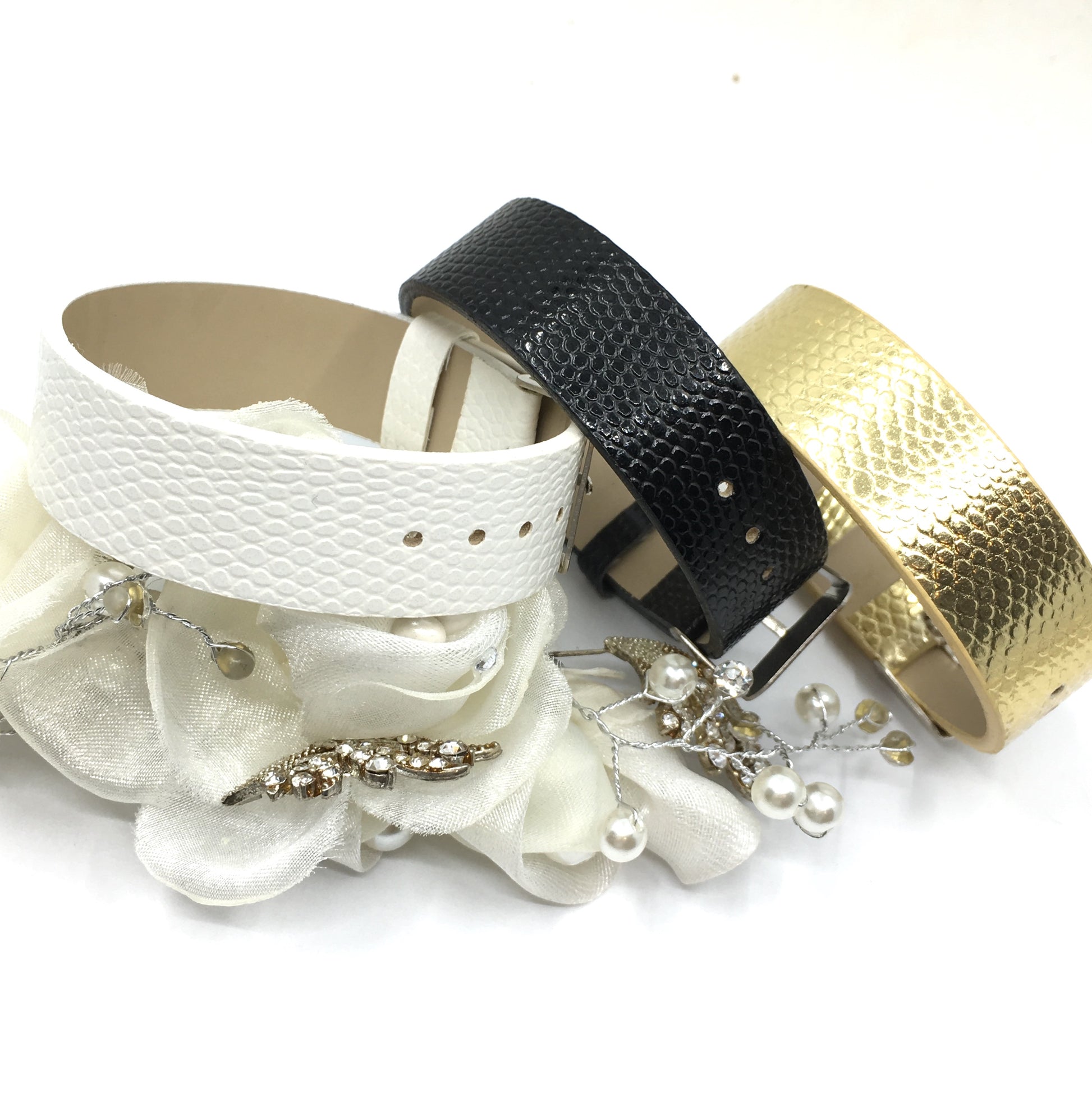 Gold Wide Faux Leather Strap Band | Bellaire Wholesale
