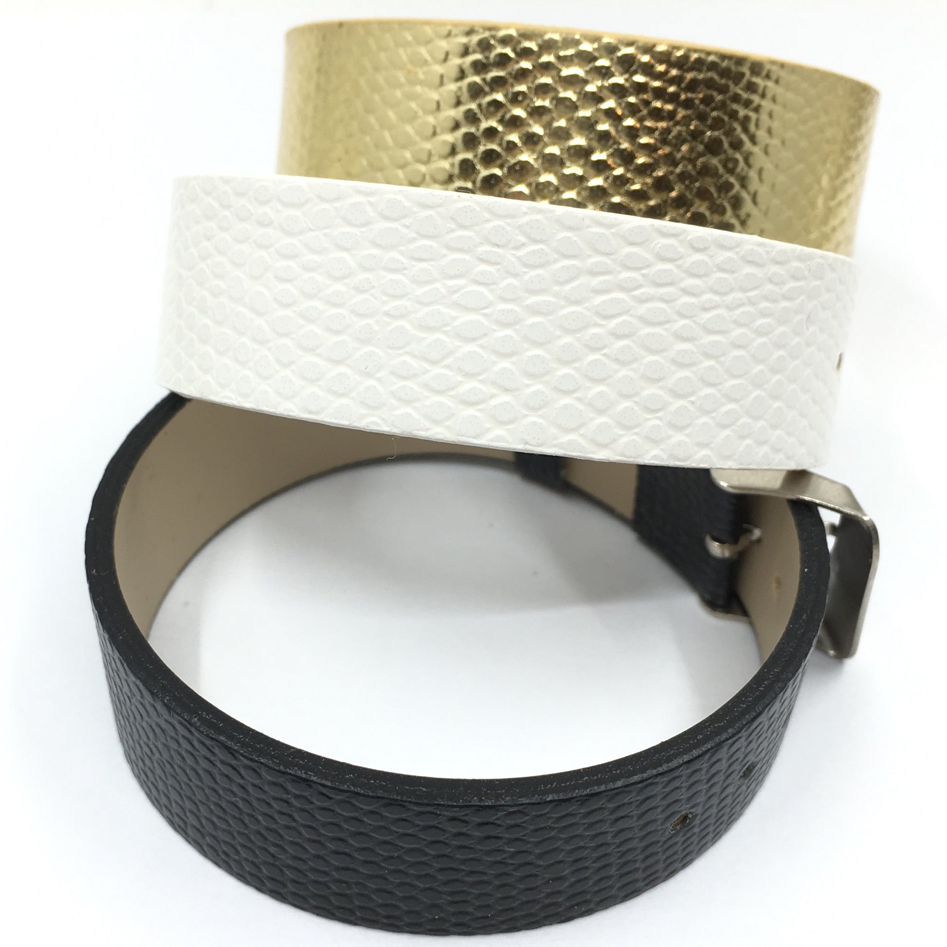 Gold Wide Faux Leather Strap Band | Bellaire Wholesale