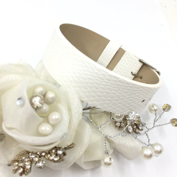 White Wide Faux Leather Strap Band | Bellaire Wholesale