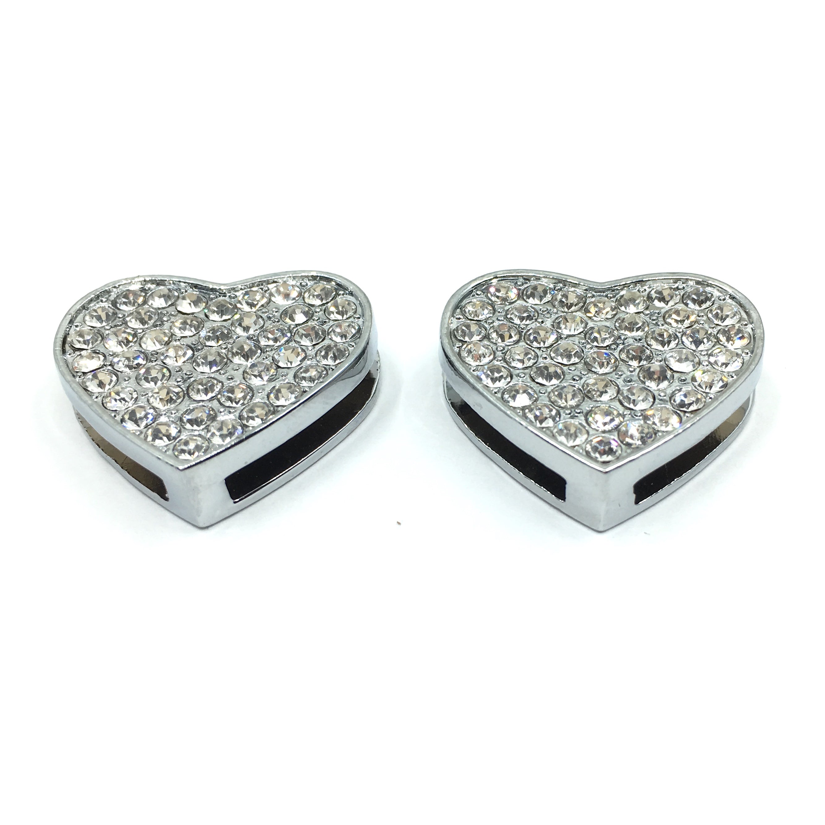 Alloy Rhinestone Heart Shape Slide Charms | Bellaire Wholesale