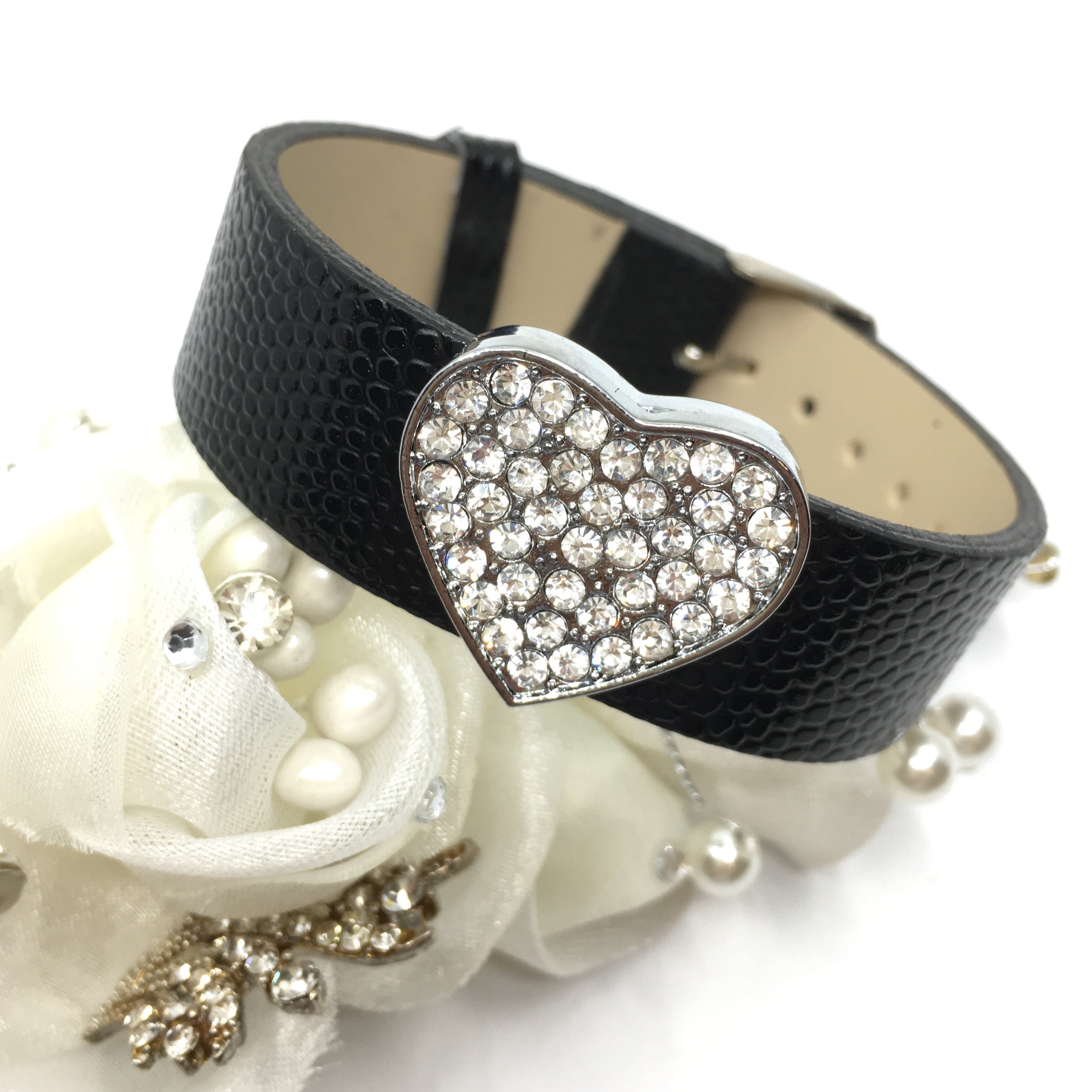 Alloy Rhinestone Heart Shape Slide Charms | Bellaire Wholesale