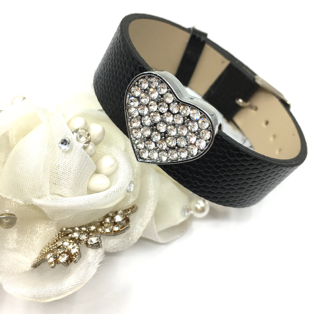 Alloy Rhinestone Heart Shape Slide Charms | Bellaire Wholesale