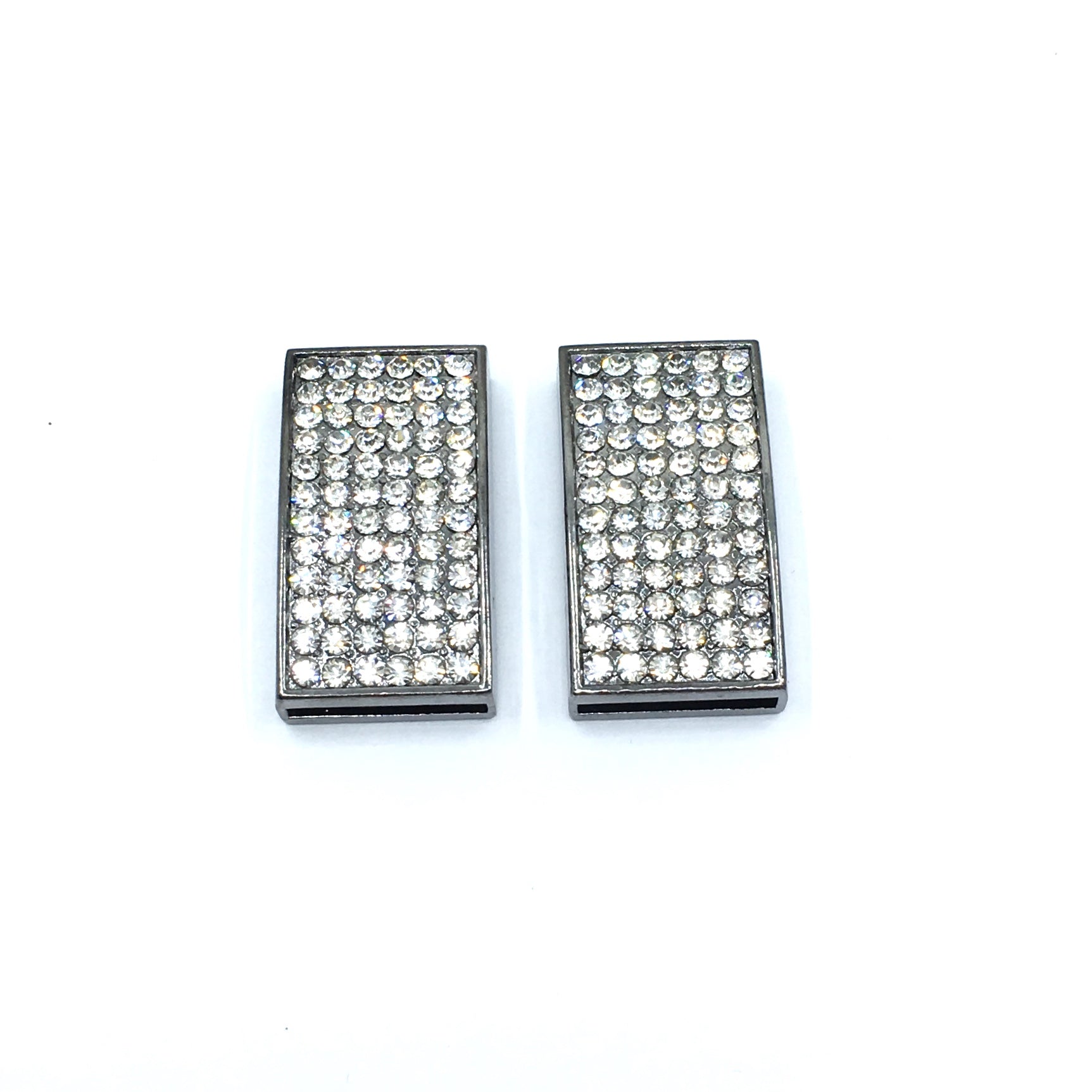 Alloy Rhinestone Gunmetal Rectangle Slide Charms | Bellaire Wholesale