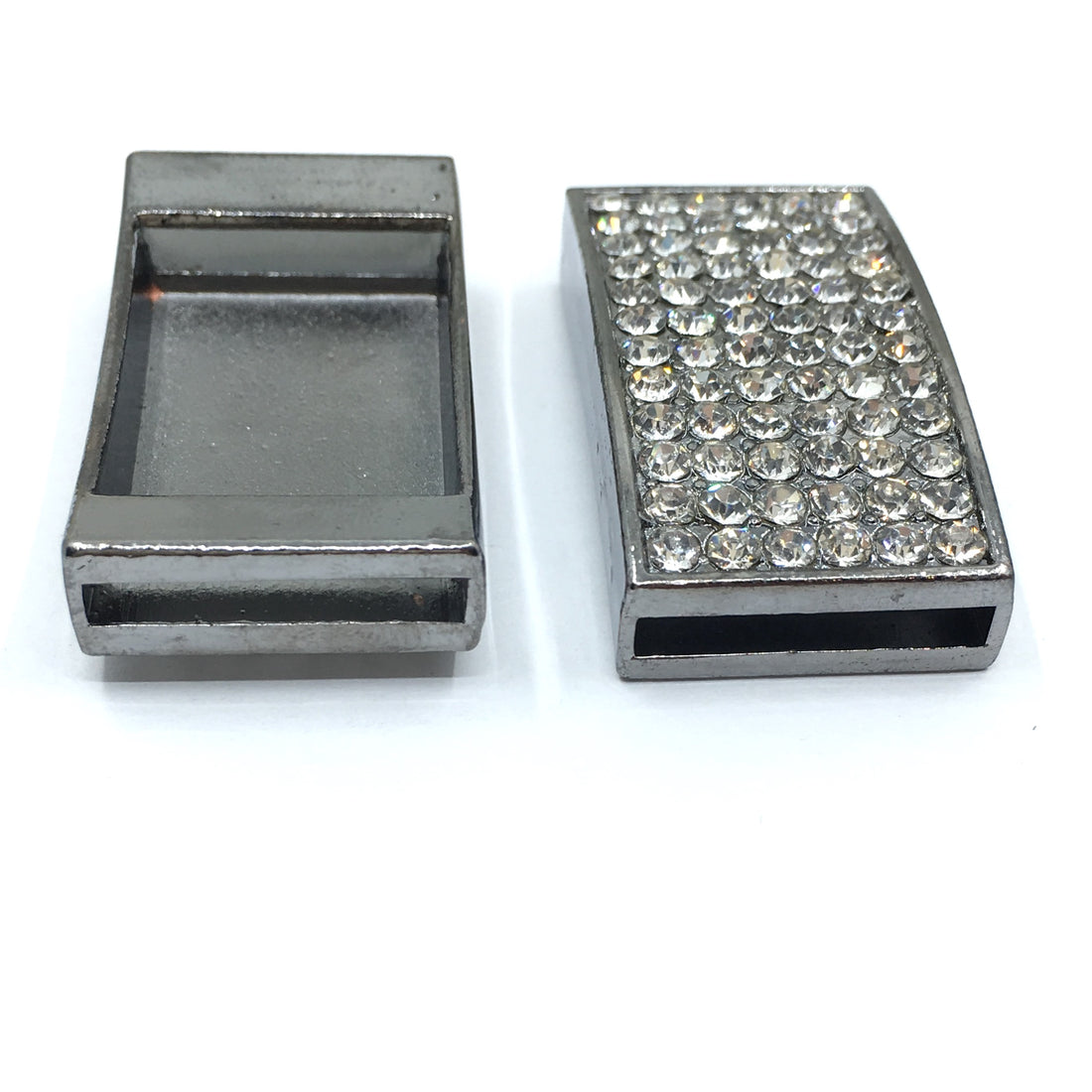 Alloy Rhinestone Gunmetal Rectangle Slide Charms | Bellaire Wholesale