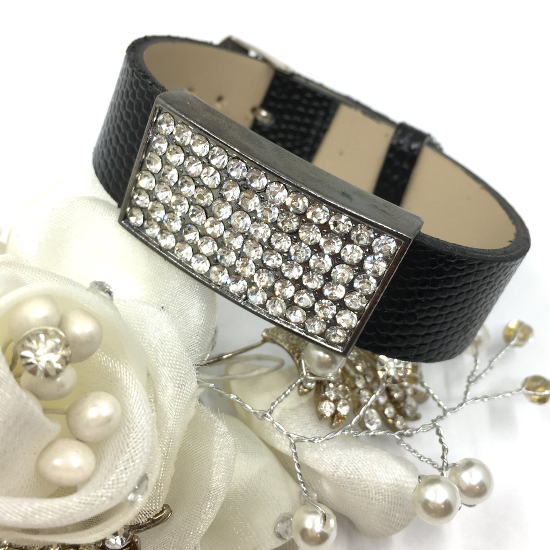Alloy Rhinestone Gunmetal Rectangle Slide Charms | Bellaire Wholesale