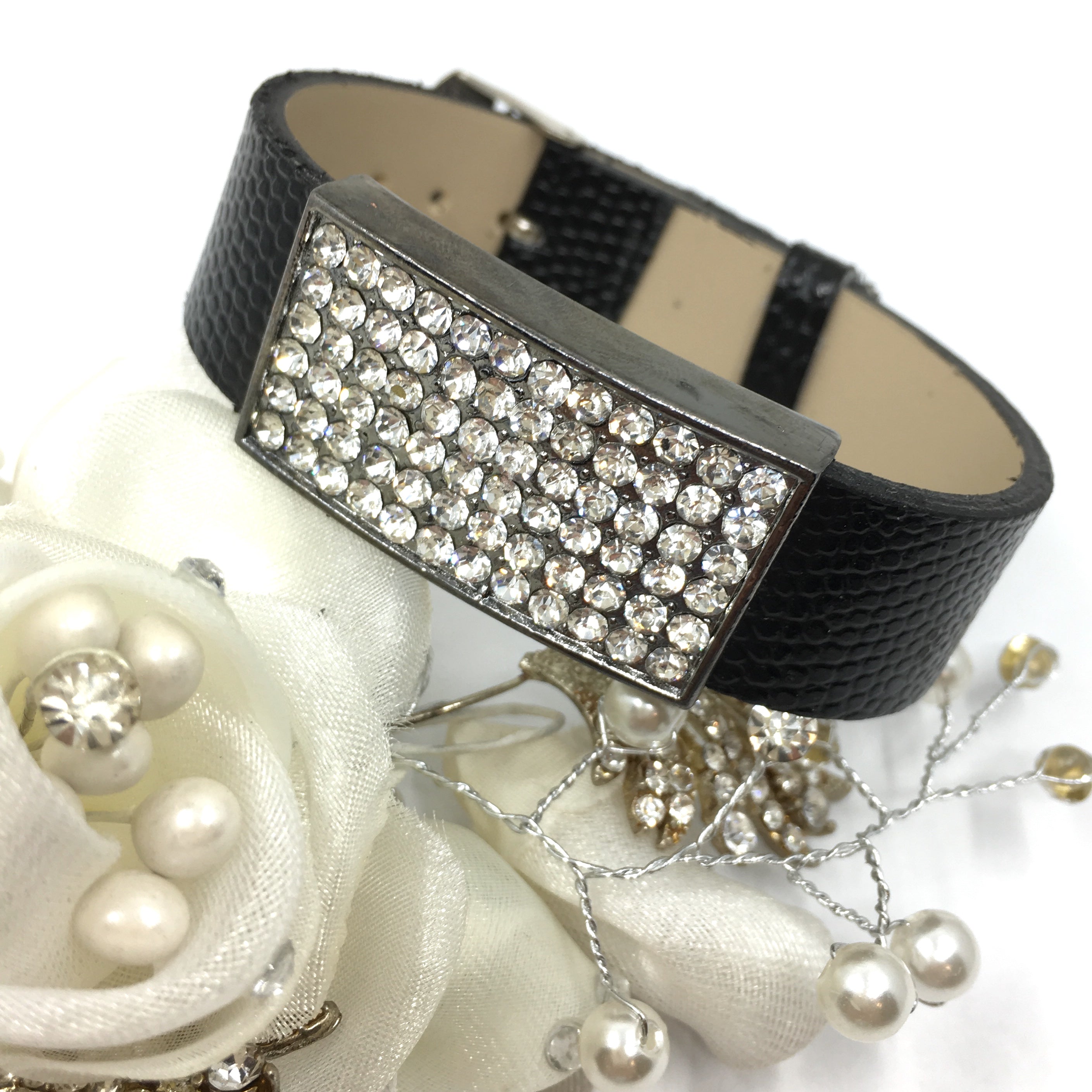 Alloy Rhinestone Gunmetal Rectangle Slide Charms | Bellaire Wholesale