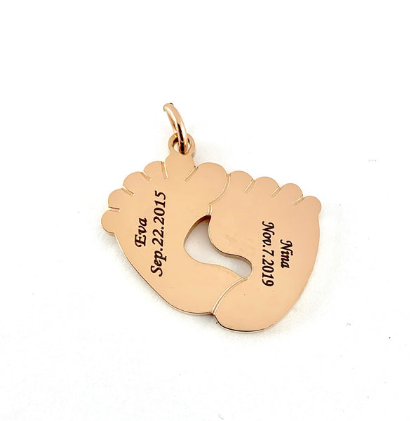 Personalized Baby Feet Laser Engraved Charms | Bellaire Wholesale