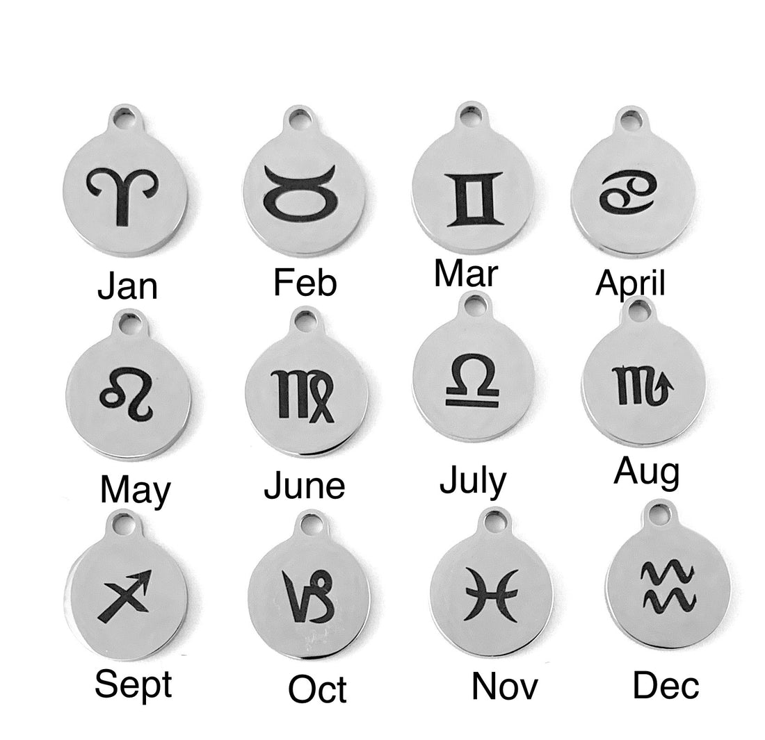 Zodiac Sign Round Personalized Charm | Bellaire Wholesale