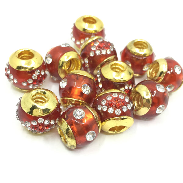 Gold Burgundy Alloy Round Beads | Bellaire Wholesale