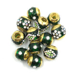 Gold Emerald Green Alloy Round Beads | Bellaire Wholesale