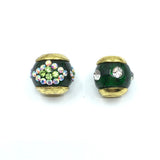 Gold Emerald Green Alloy Round Beads | Bellaire Wholesale