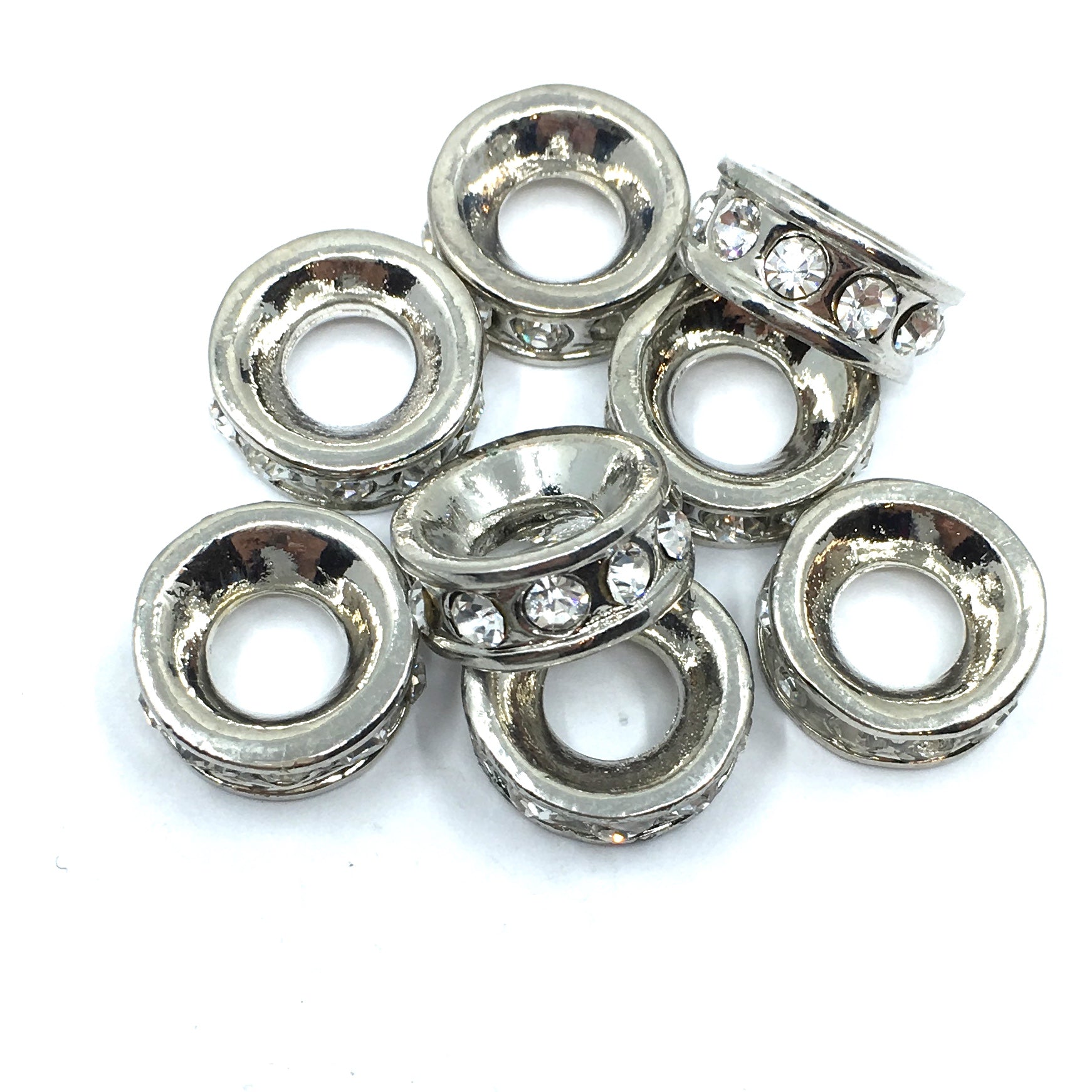 Rhodium Round Alloy Rondelle Beads | Bellaire Wholesale