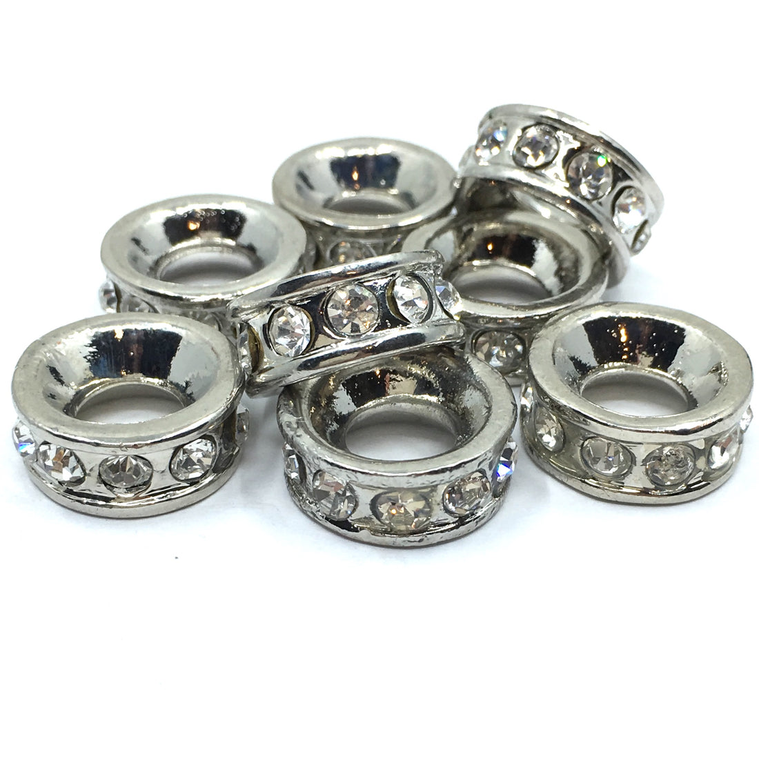 Rhodium Round Alloy Rondelle Beads | Bellaire Wholesale