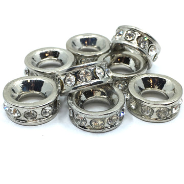 Rhodium Round Alloy Rondelle Beads | Bellaire Wholesale