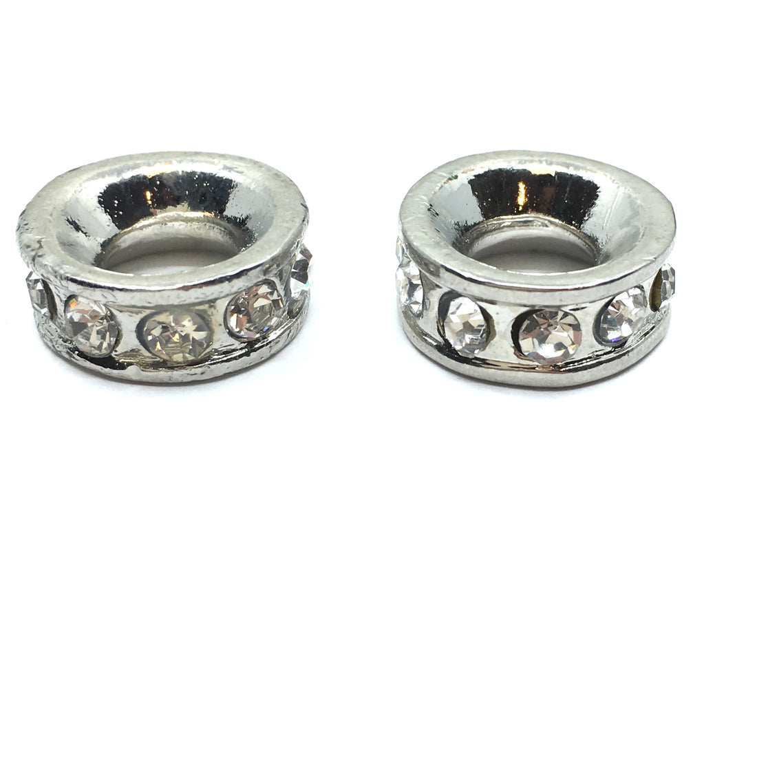 Rhodium Round Alloy Rondelle Beads | Bellaire Wholesale
