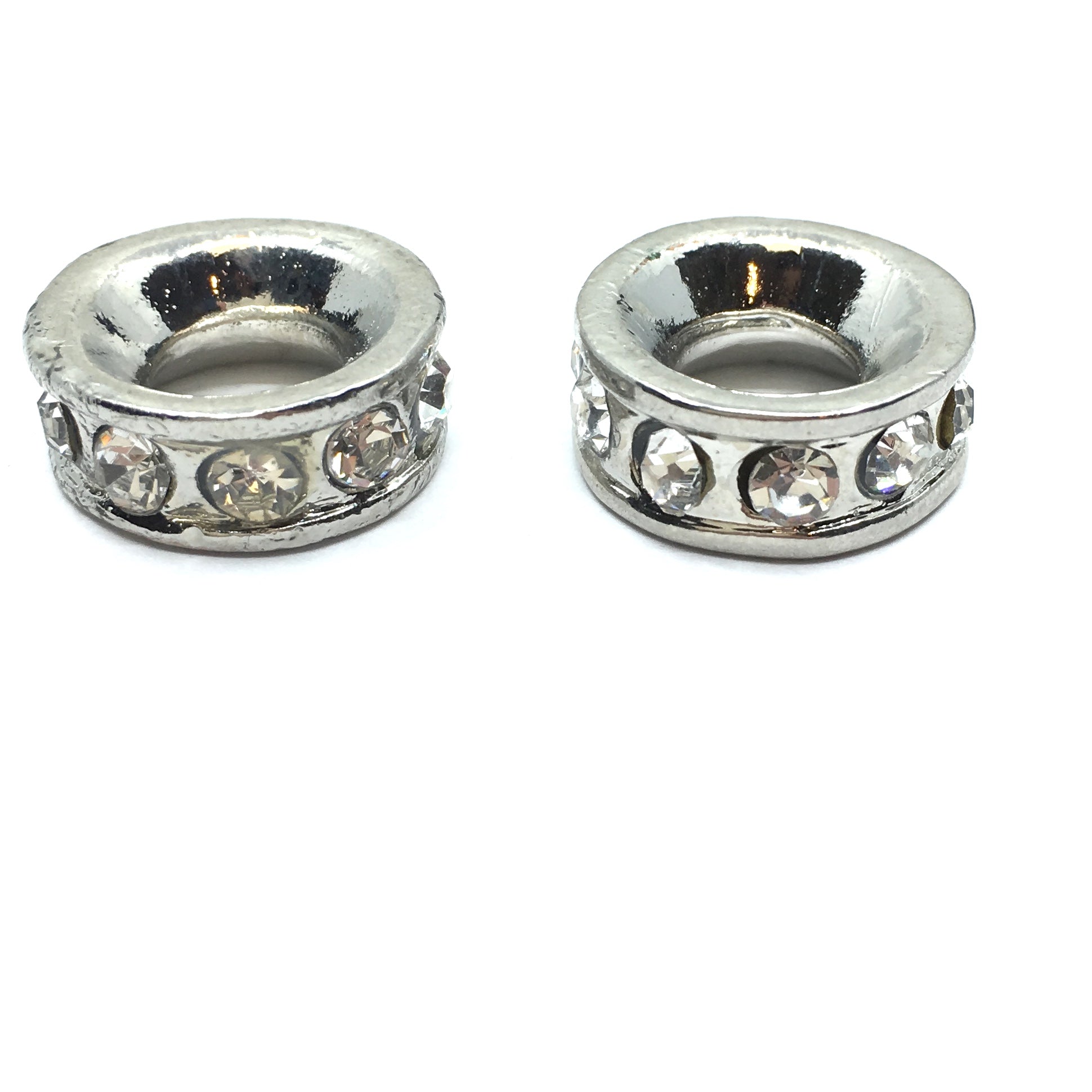 Rhodium Round Alloy Rondelle Beads | Bellaire Wholesale