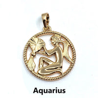 Light Gold Zodiac Symbol Aquarius Pendant | Bellaire Wholesale