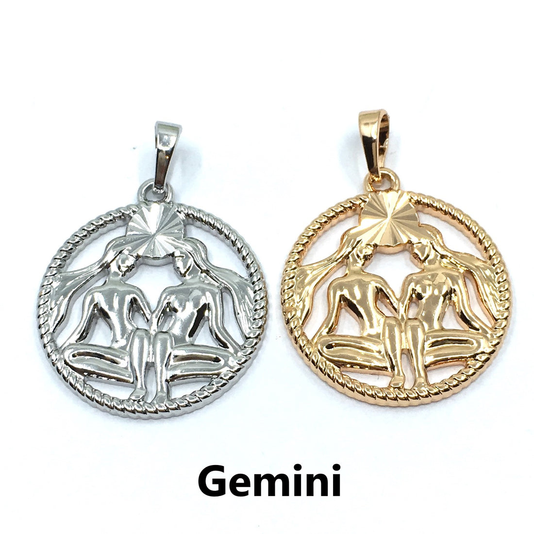 Light Gold Zodiac Symbol Gemini Pendant | Bellaire Wholesale
