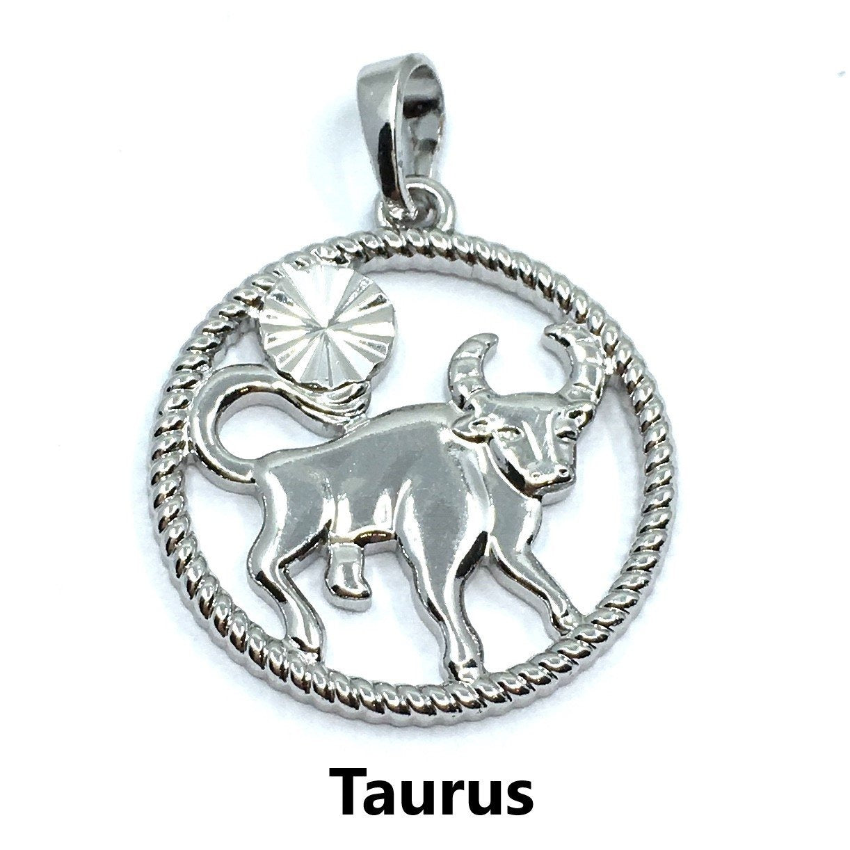 Silver Zodiac Symbol Taurus Pendant | Bellaire Wholesale