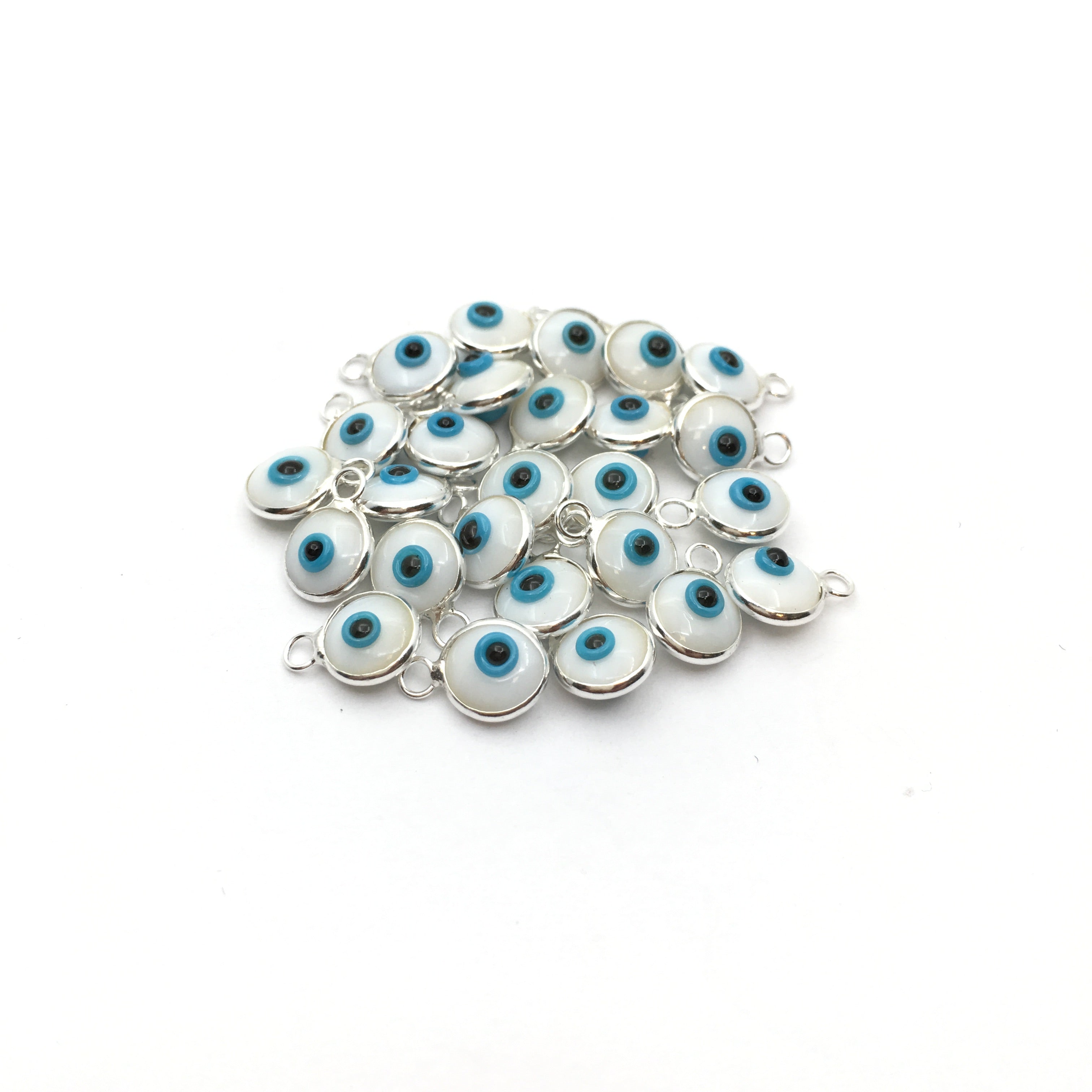 White and Blue Sterling Silver Evil Eye Charm | Bellaire Wholesale