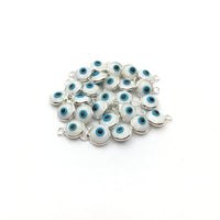White and Blue Sterling Silver Evil Eye Charm | Bellaire Wholesale