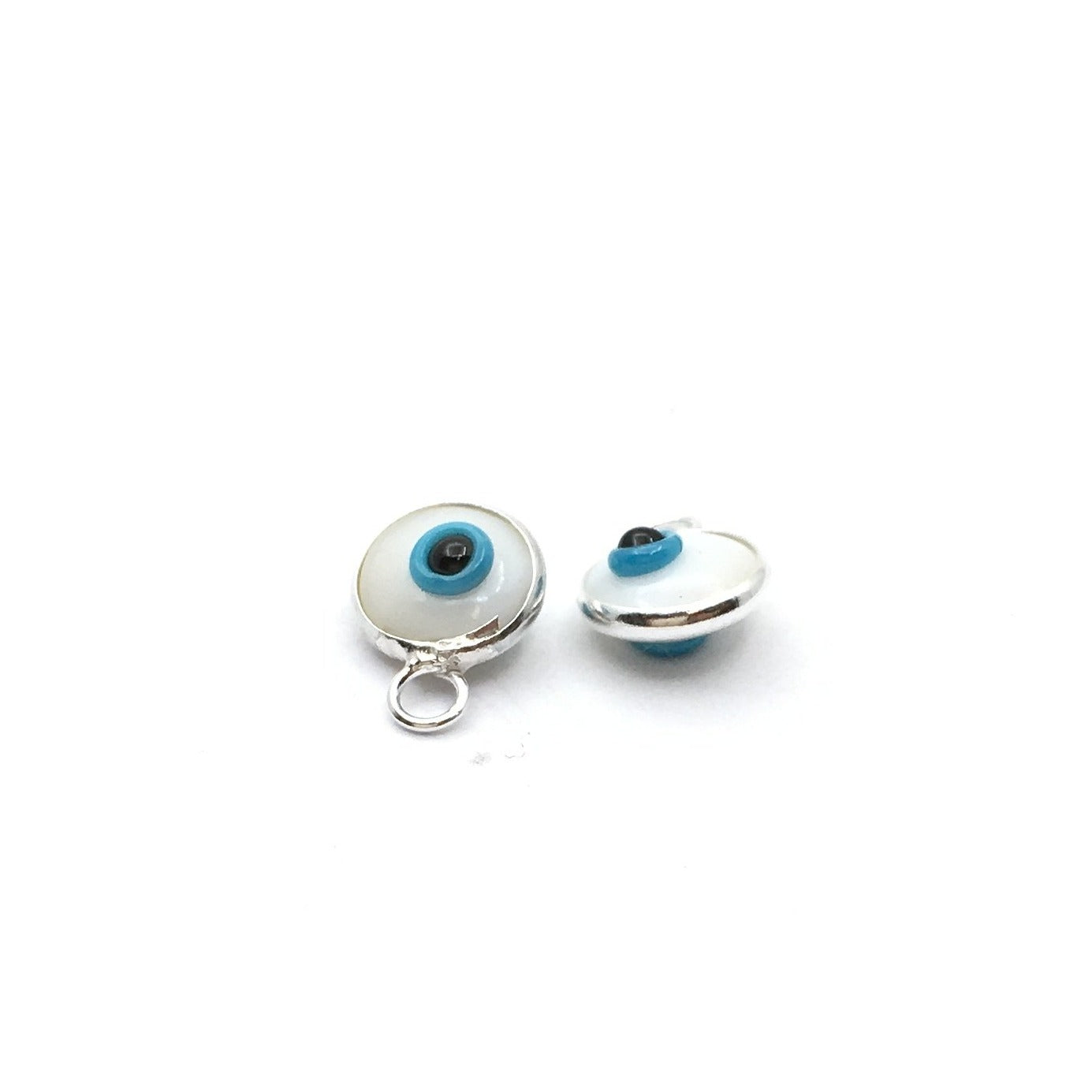 White and Blue Sterling Silver Evil Eye Charm | Bellaire Wholesale