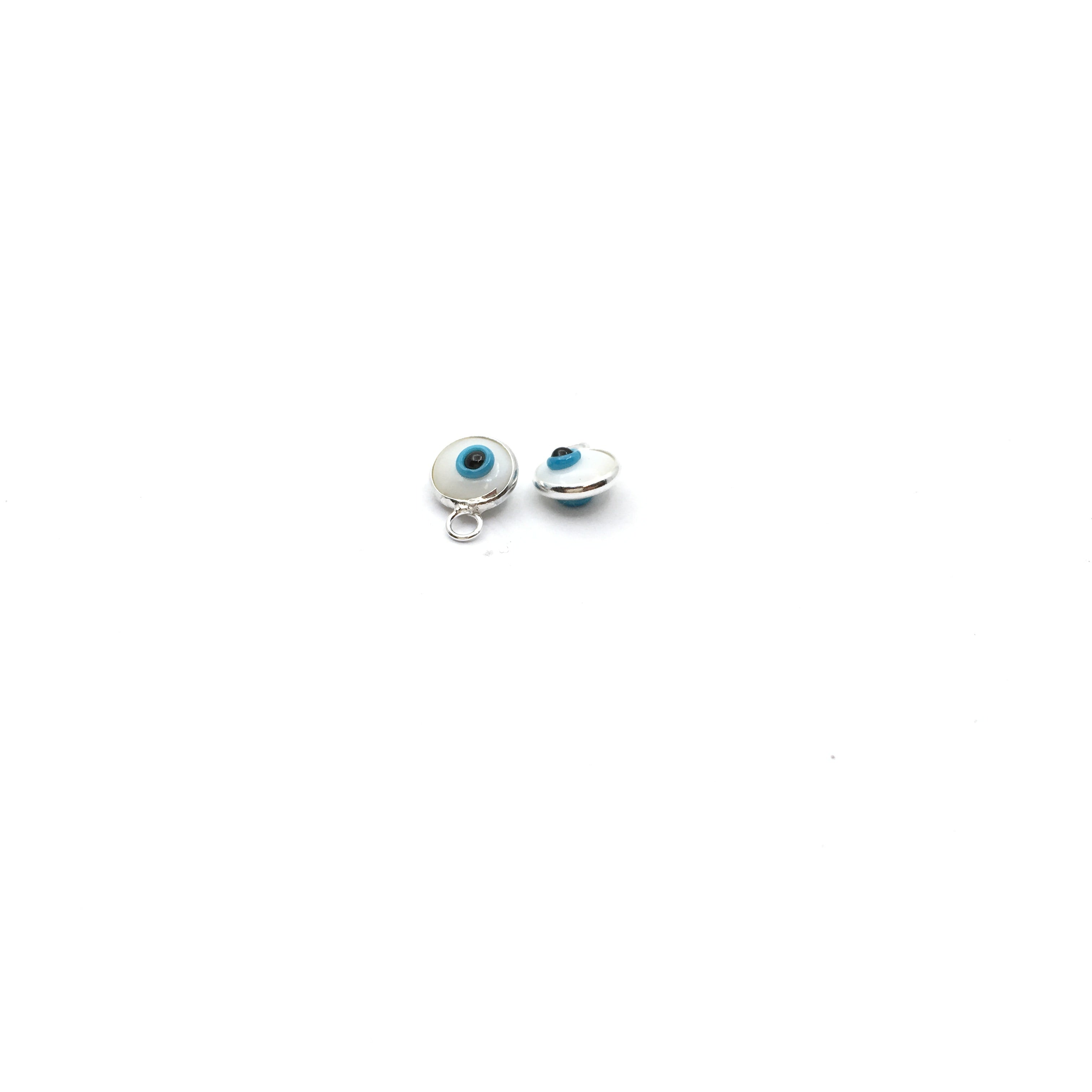 White and Blue Sterling Silver Evil Eye Charm | Bellaire Wholesale