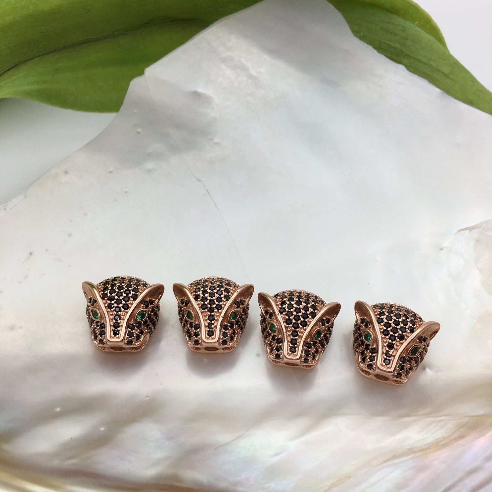 Brass Rose Gold Panther Head Bead | Bellaire Wholesale