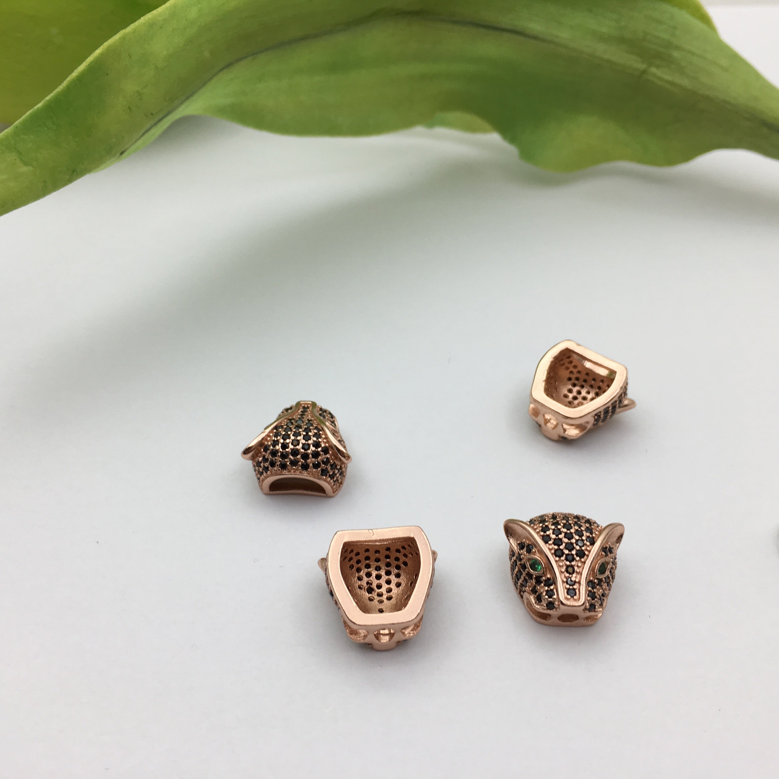 Brass Rose Gold Panther Head Bead | Bellaire Wholesale