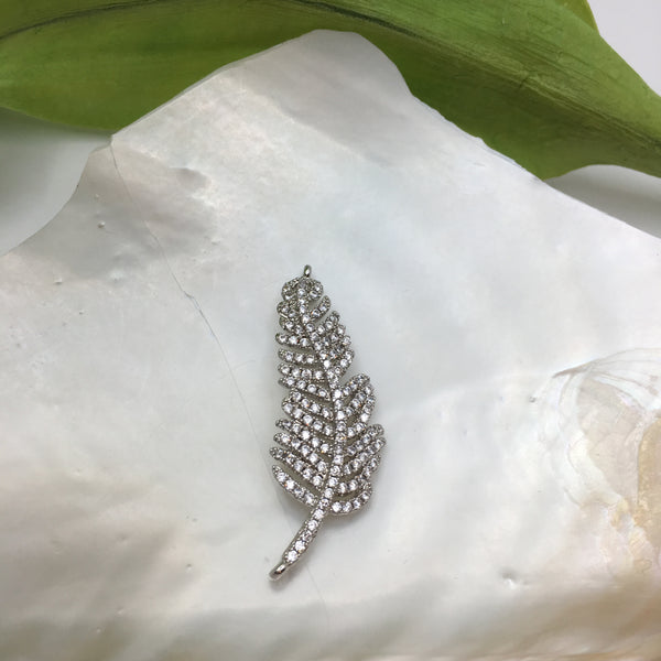 Leaf CZ Pave Connector with clear/gold cubic zirconia | Bellaire Wholesale