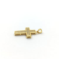 Brass CZ Pave Cross Charm, Gold/Rhodium/Gunmetal | Bellaire Wholesale