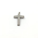 Brass CZ Pave Curved Cross Charm in Gold and Rhodium | Bellaire Wholesale