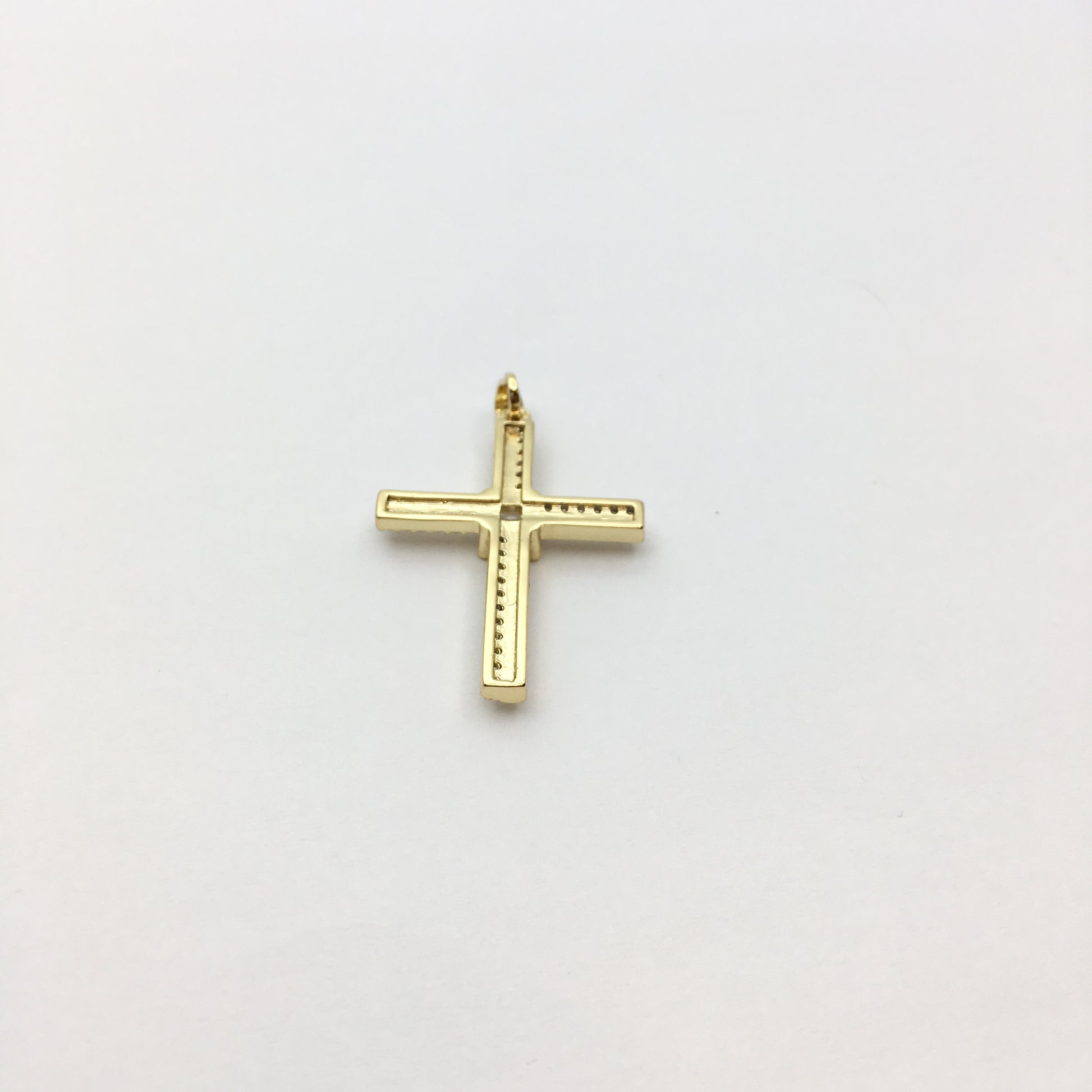 Gold Brass CZ Pave Cubic Zirconia Cross Charm | Bellaire Wholesale