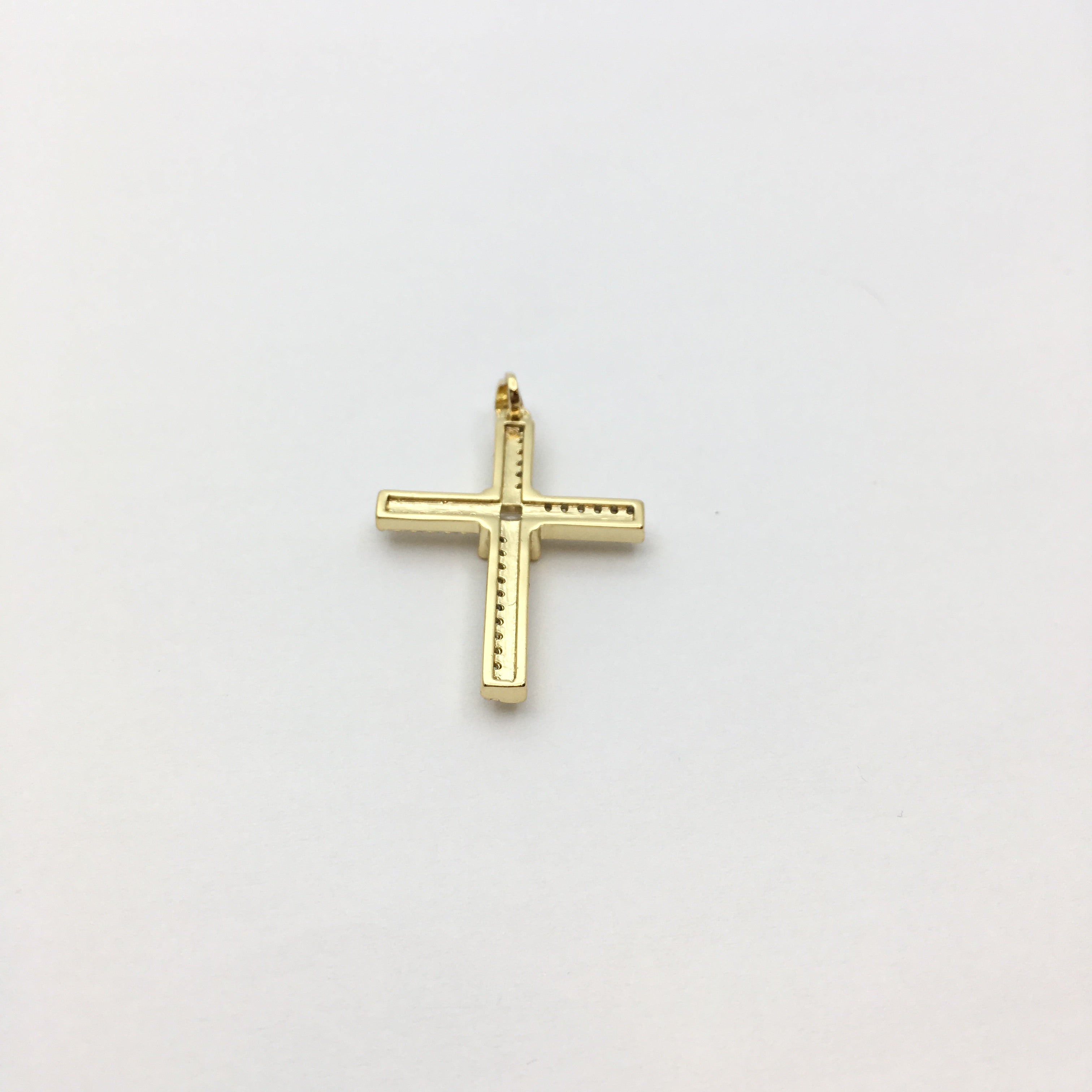 Gold Brass CZ Pave Cubic Zirconia Cross Charm | Bellaire Wholesale