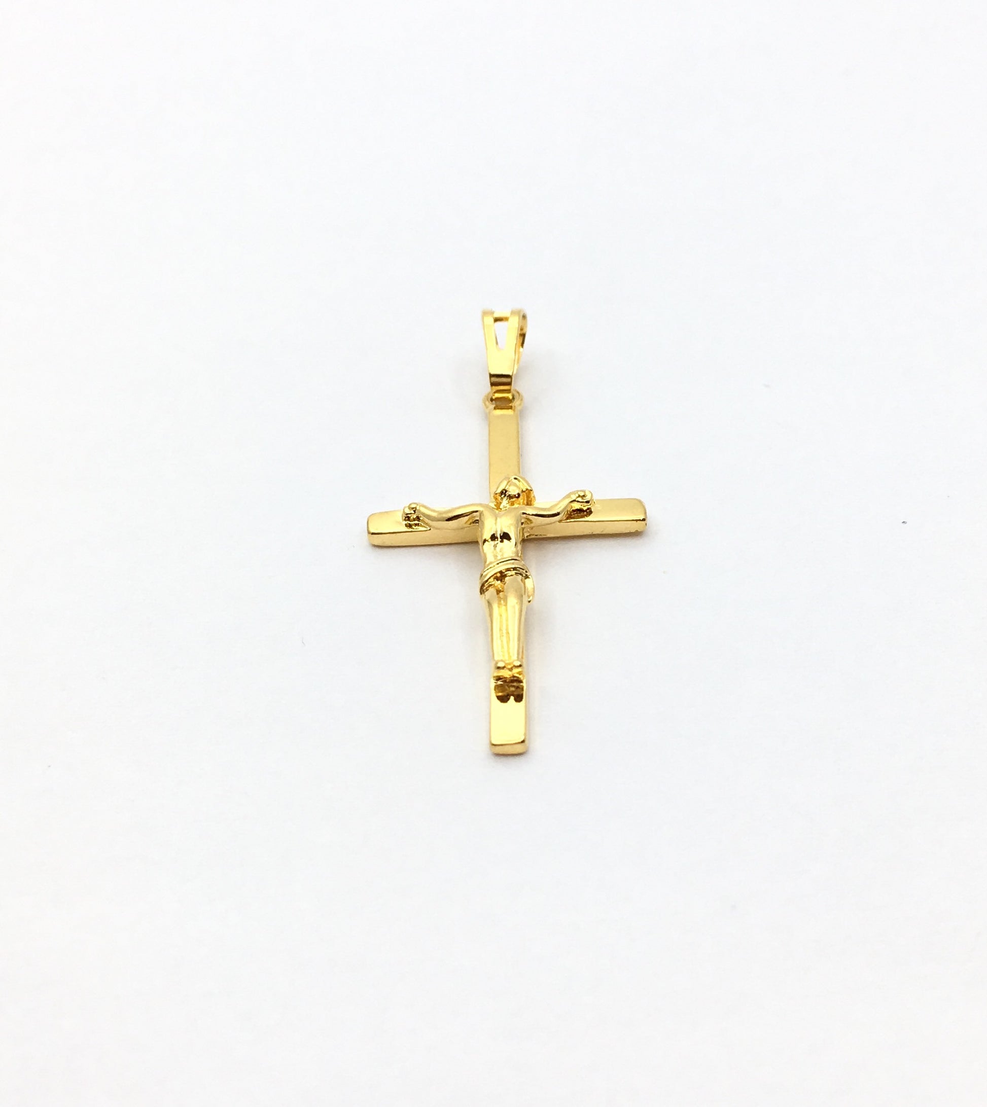 Gold Brass Jesus Cross Charm | Bellaire Wholesale