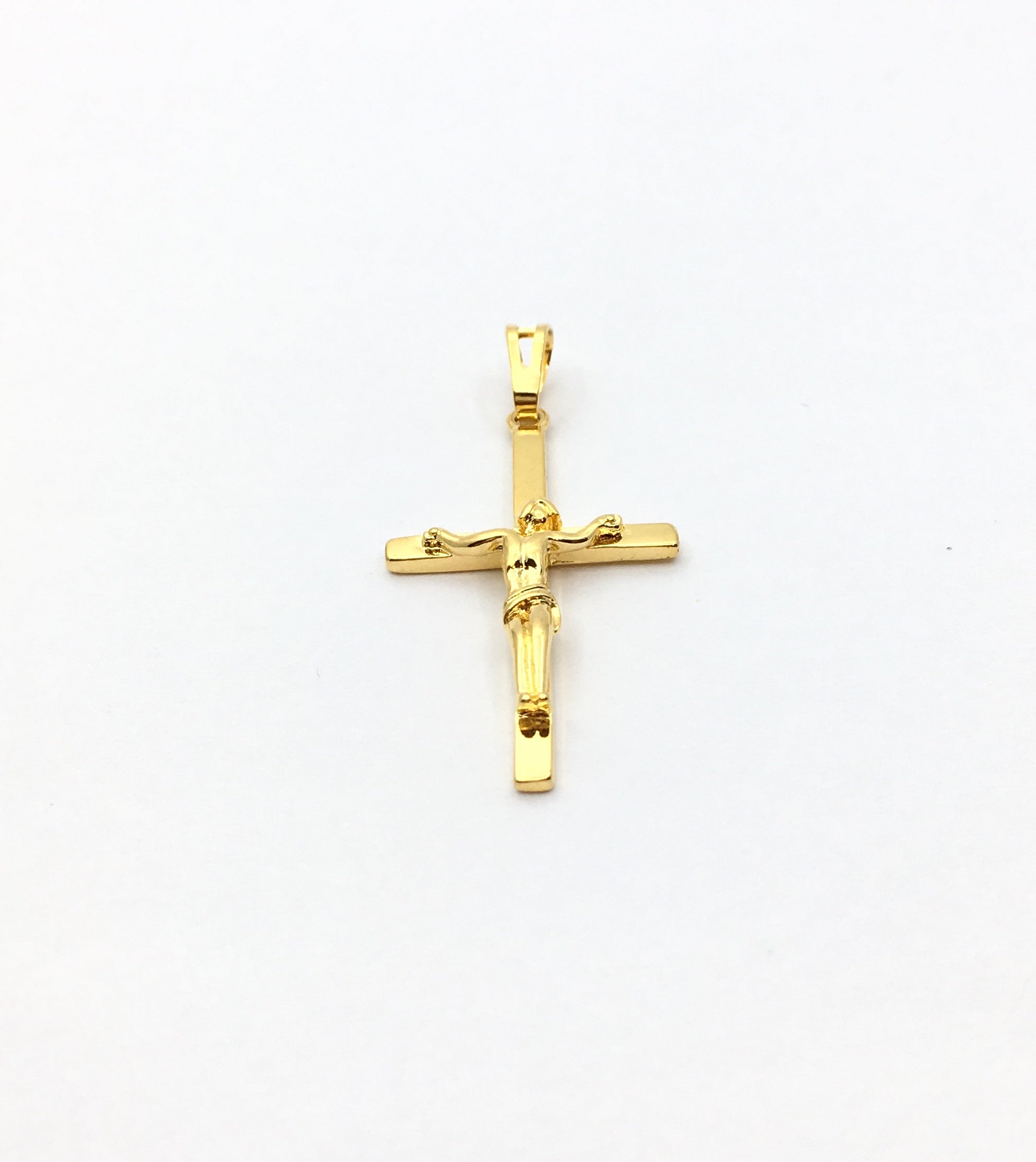 Gold Brass Jesus Cross Charm | Bellaire Wholesale