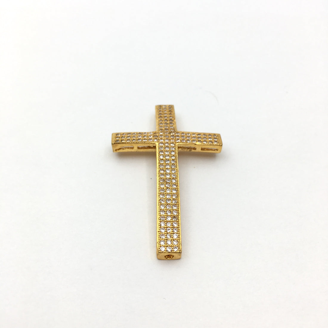 Brass CZ Pave Gold/Rose Gold Cross Bead | Bellaire Wholesale