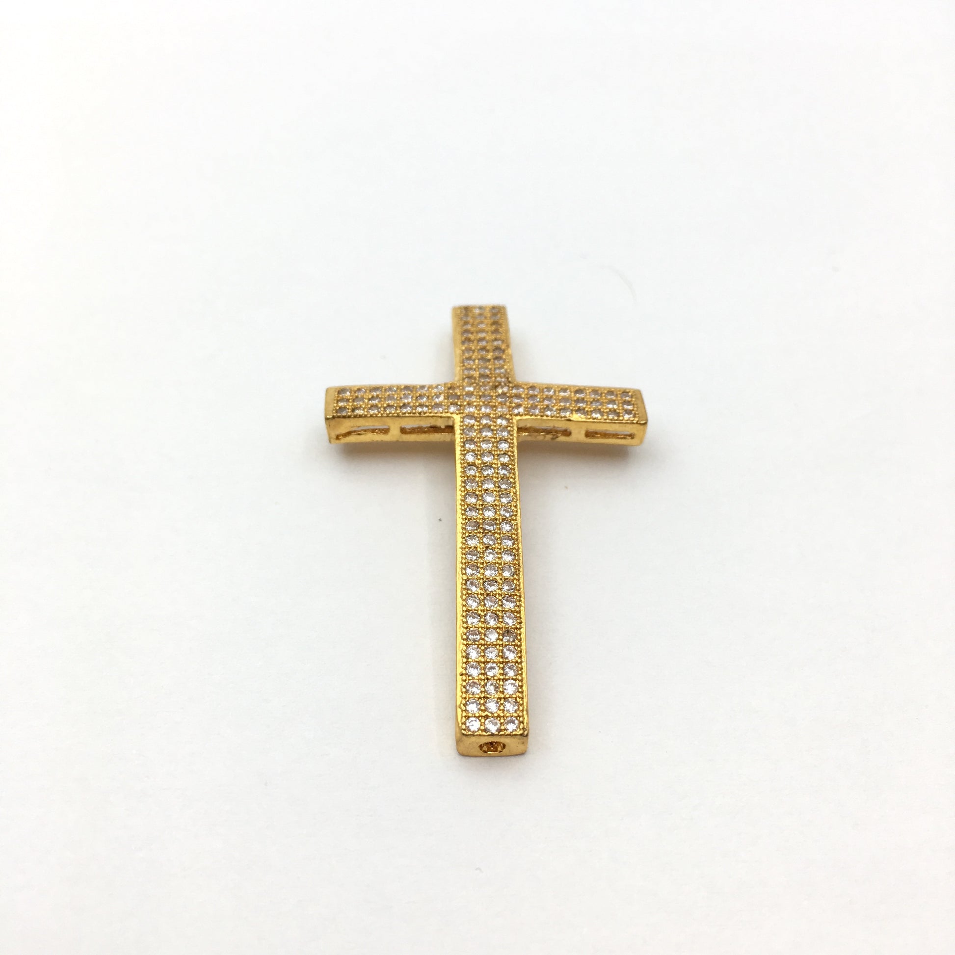 Brass CZ Pave Gold/Rose Gold Cross Bead | Bellaire Wholesale