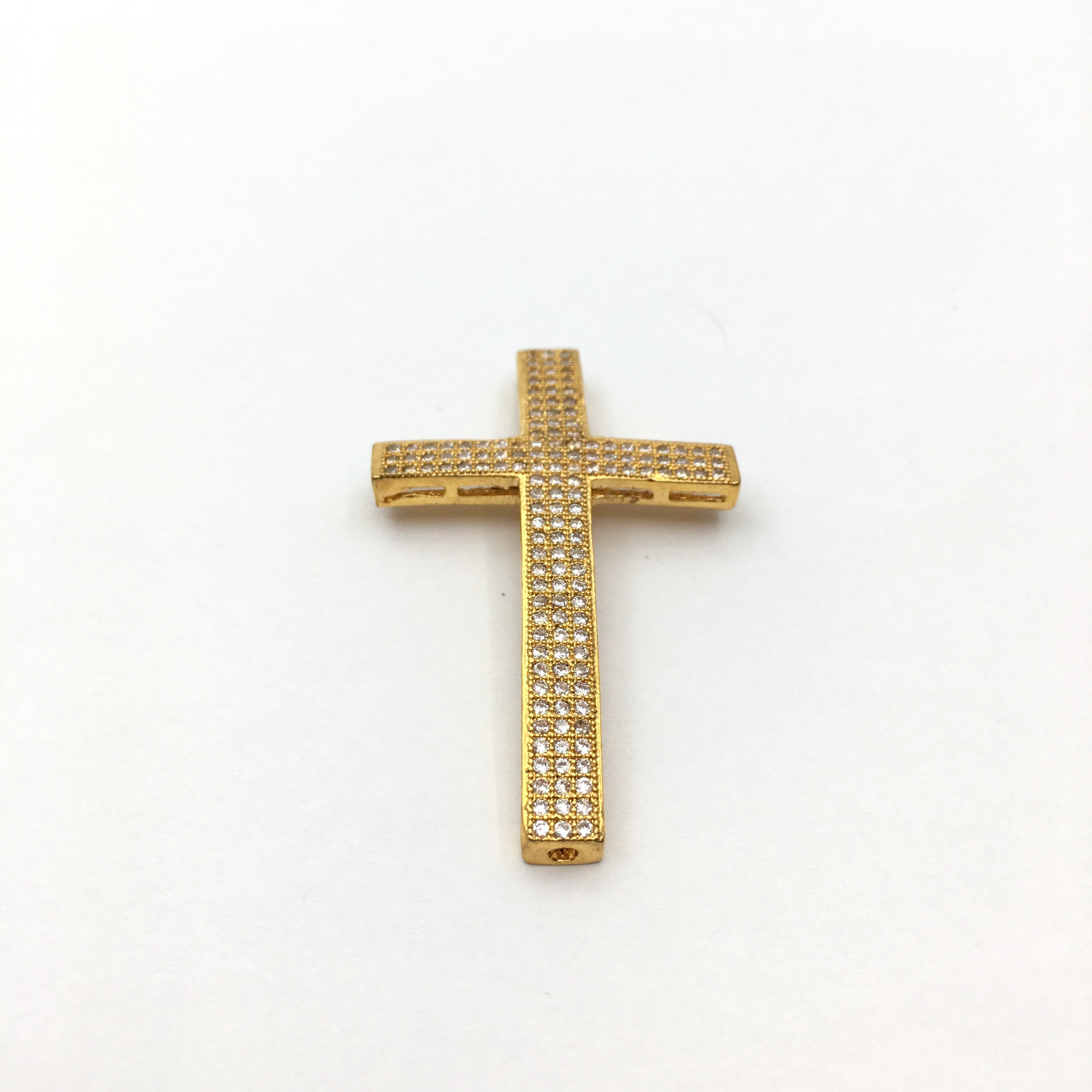Brass CZ Pave Gold/Rose Gold Cross Bead | Bellaire Wholesale