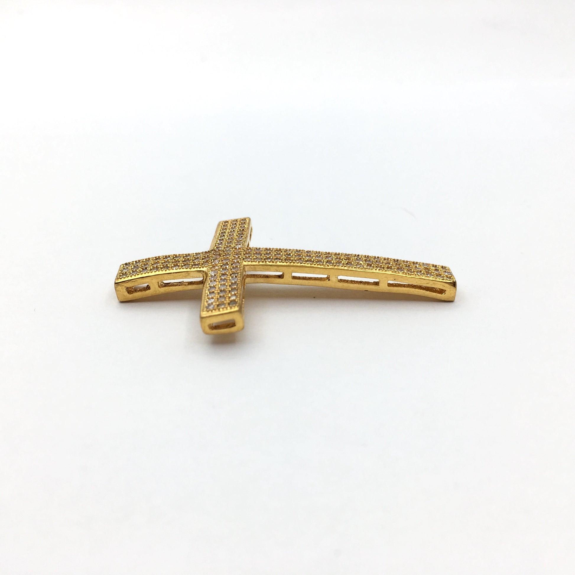 Brass CZ Pave Gold/Rose Gold Cross Bead | Bellaire Wholesale