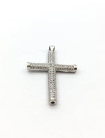 Hollow Brass CZ Pave Cross Charm in Gold and Rhodium | Bellaire Wholesale