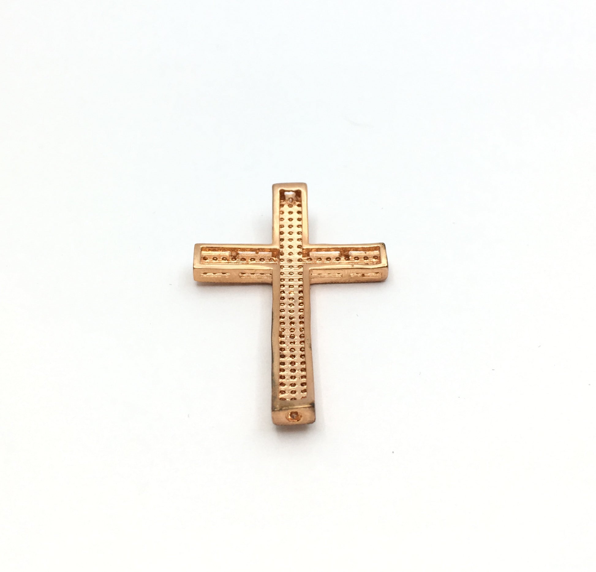 Brass CZ Pave Gold/Rose Gold Cross Bead | Bellaire Wholesale