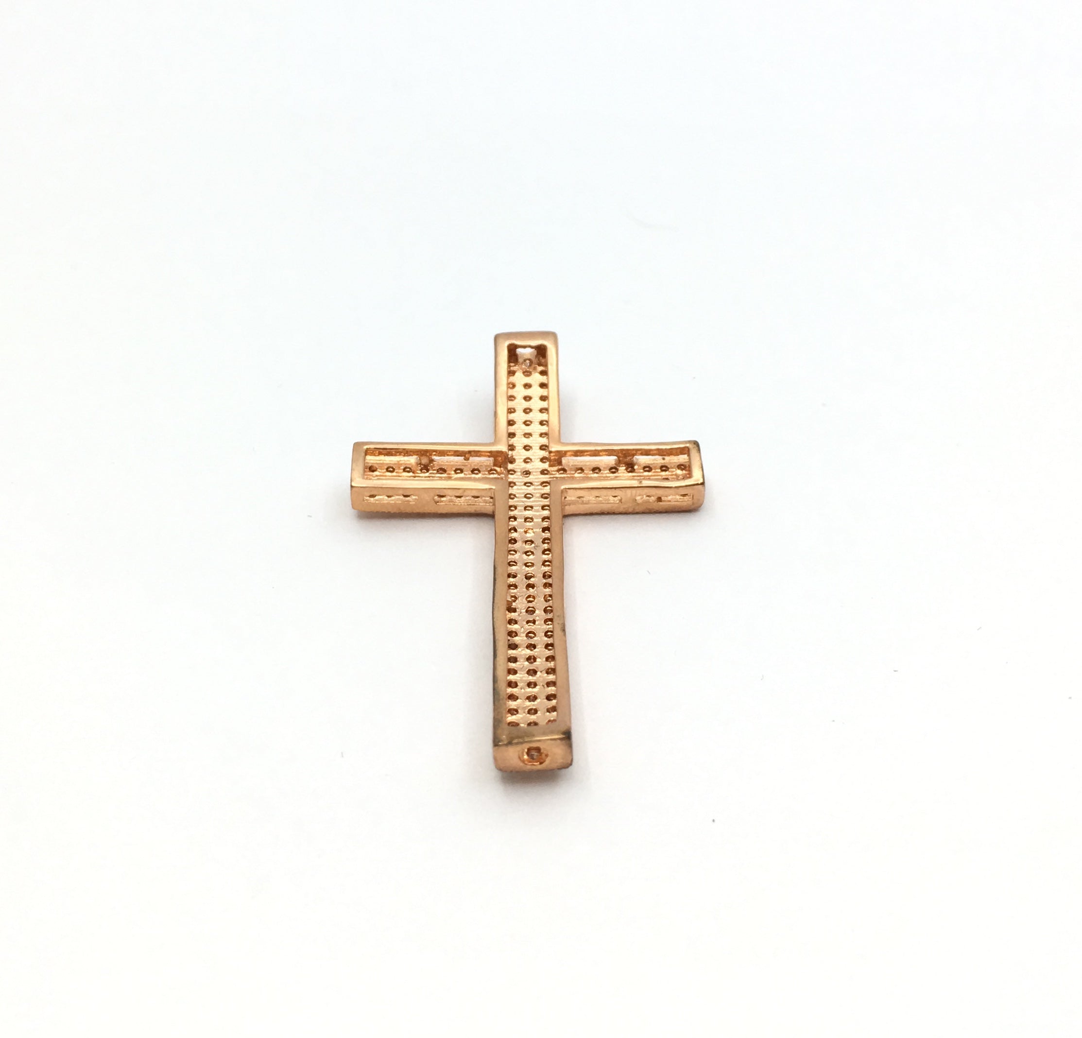 Brass CZ Pave Gold/Rose Gold Cross Bead | Bellaire Wholesale
