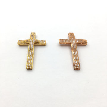Brass CZ Pave Gold/Rose Gold Cross Bead | Bellaire Wholesale