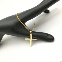 Gold Brass CZ Pave Cubic Zirconia Cross Charm | Bellaire Wholesale
