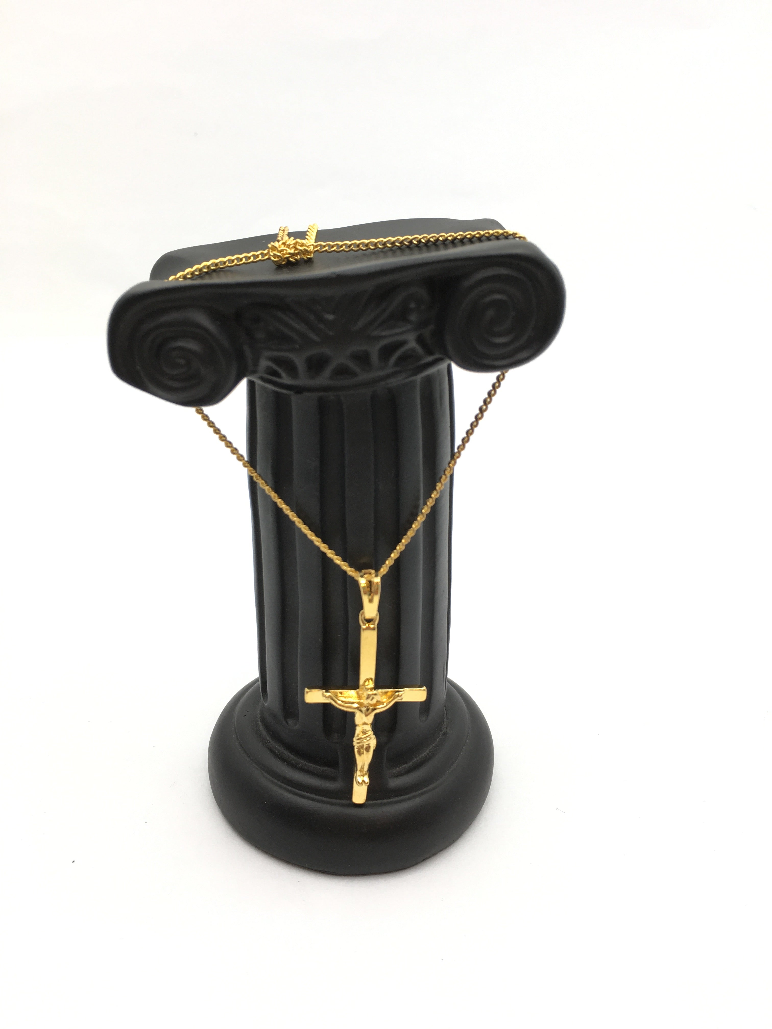 Gold Brass Jesus Cross Charm | Bellaire Wholesale
