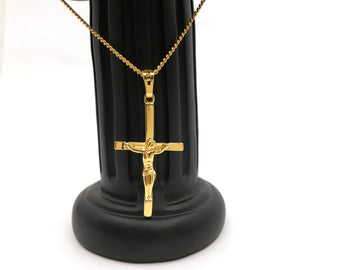Gold Brass Jesus Cross Charm | Bellaire Wholesale